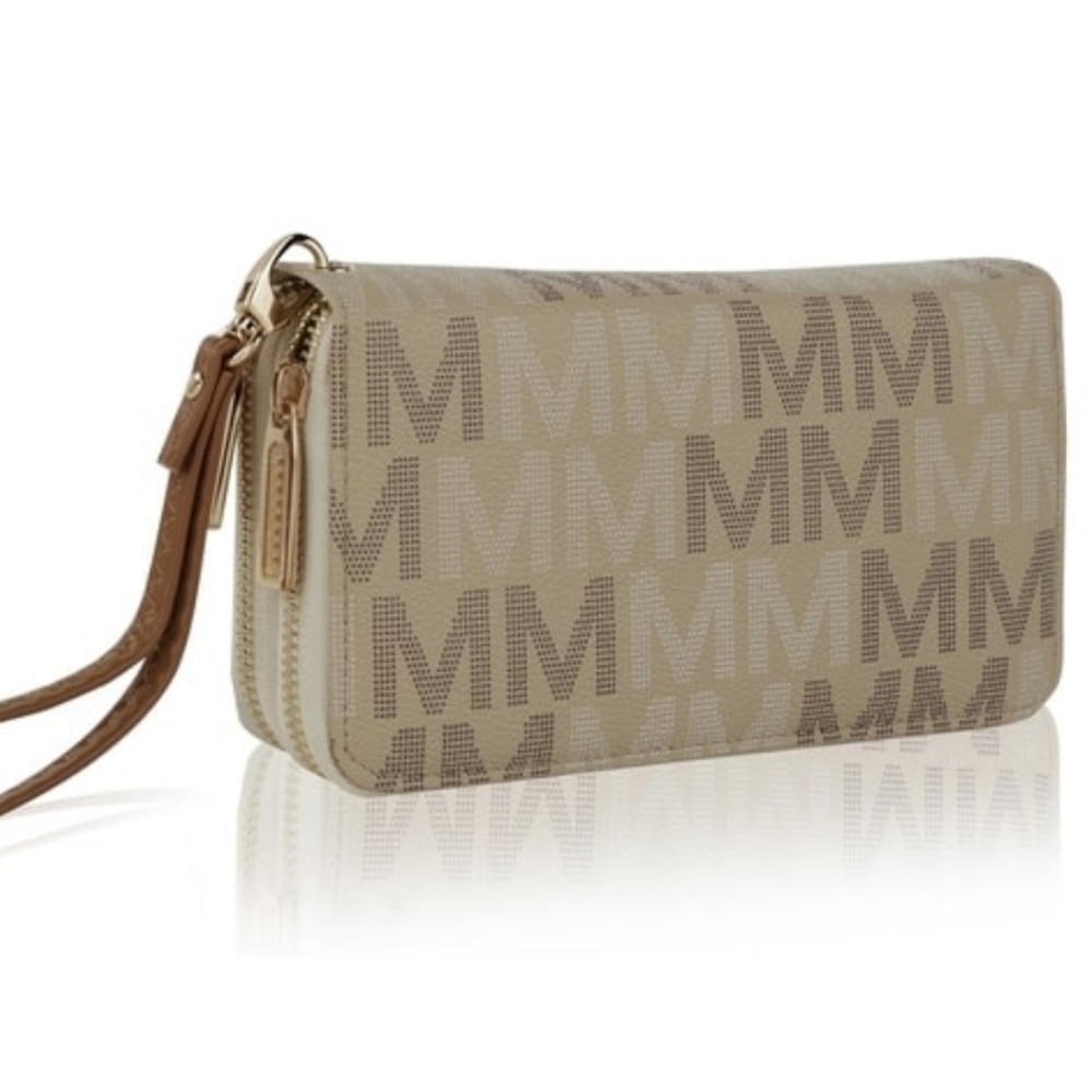MKF Collection M Signature Beige Wristlet Wallet